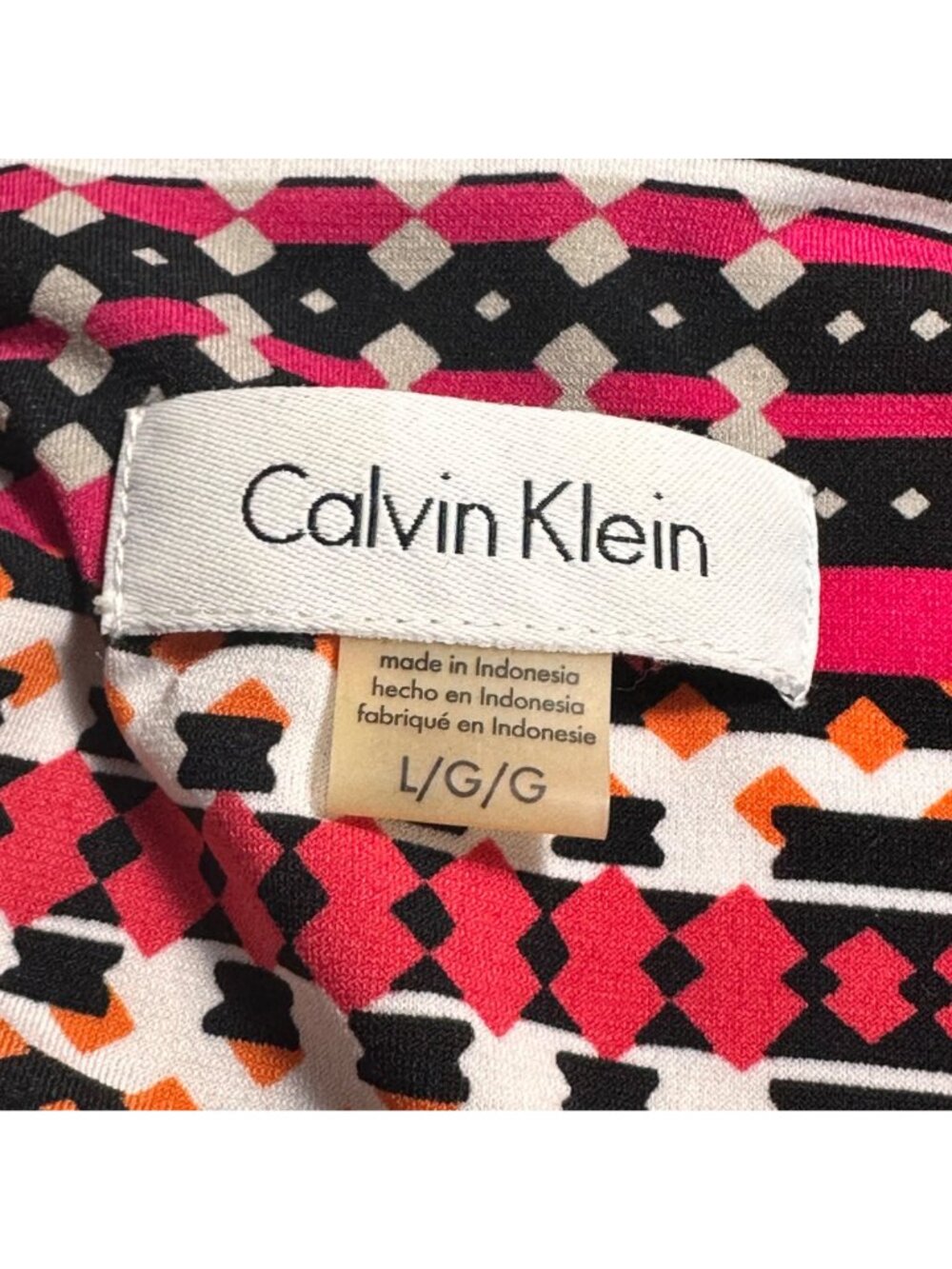 Calvin Klein Womens LG Striped Sleeveless Top Multicolor Pleated Neckline Beachy - Picture 4 of 8